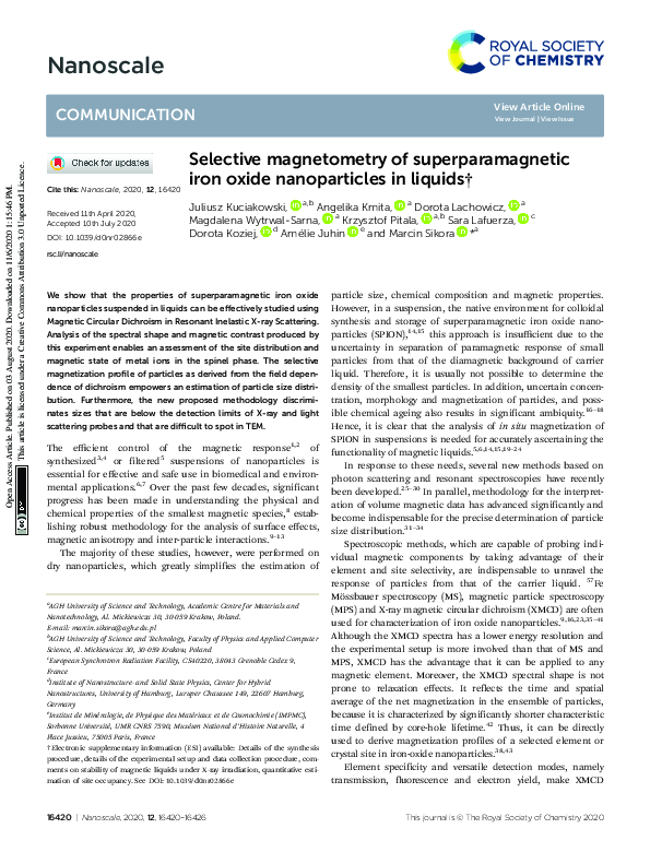 (PDF) Selective magnetometry of superparamagnetic iron oxide ...