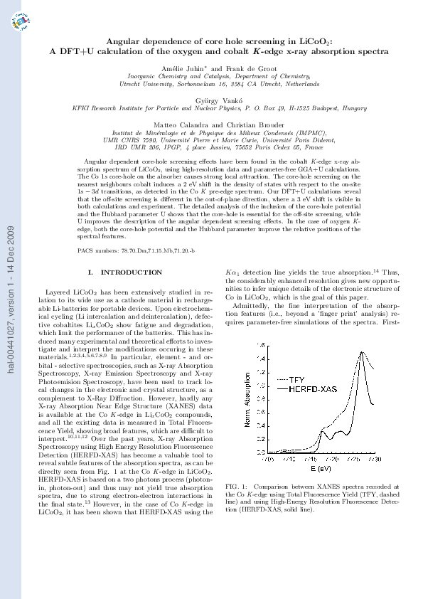 (PDF) Angular dependence of core hole screening inLiCoO2: ADFT ...
