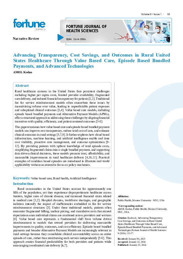 (PDF) Advancing Transparency, Cost Savings, and Outcomes in Rural ...