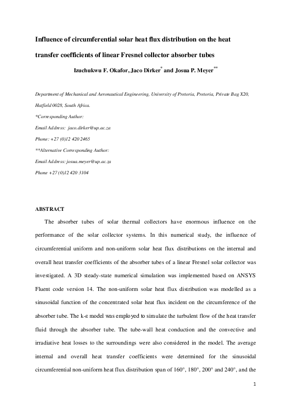 (PDF) Influence of circumferential solar heat flux distribution on the ...