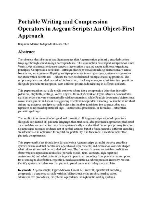 (PDF) Portable Writing and Compression Operators in Aegean Scripts: An ...