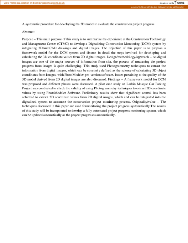 (PDF) A systematic procedure for developing the 3D model to evaluate ...