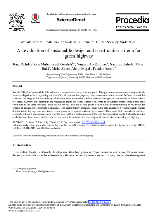 (PDF) An Evaluation of Sustainable Design and Construction Criteria for ...
