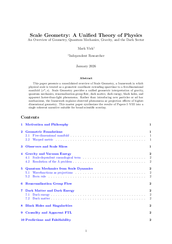 (PDF) Scale Geometry: A Unified Theory of Physics An Overview of ...