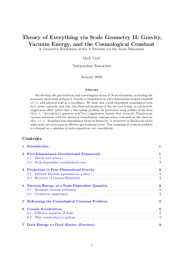 (PDF) Theory of Everything via Scale Geometry II: Gravity, Vacuum ...