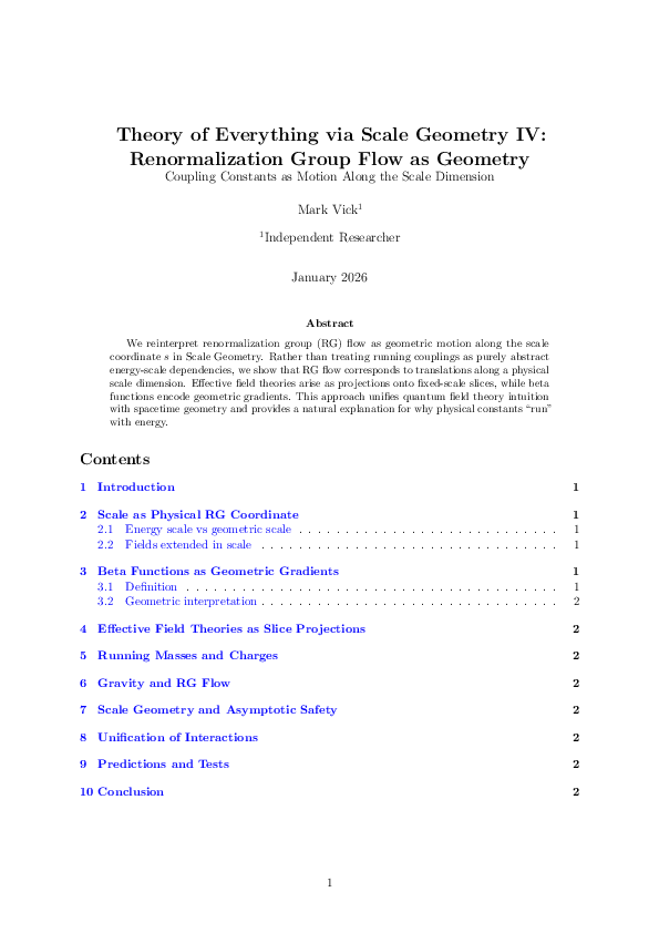 (PDF) Theory of Everything via Scale Geometry IV: Renormalization Group ...