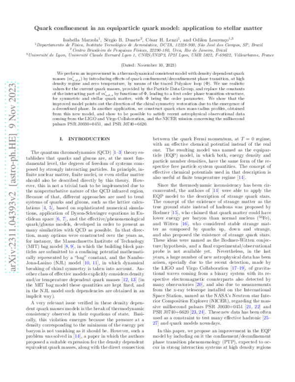 (PDF) Quark confinement in an equiparticle quark model: Application to ...
