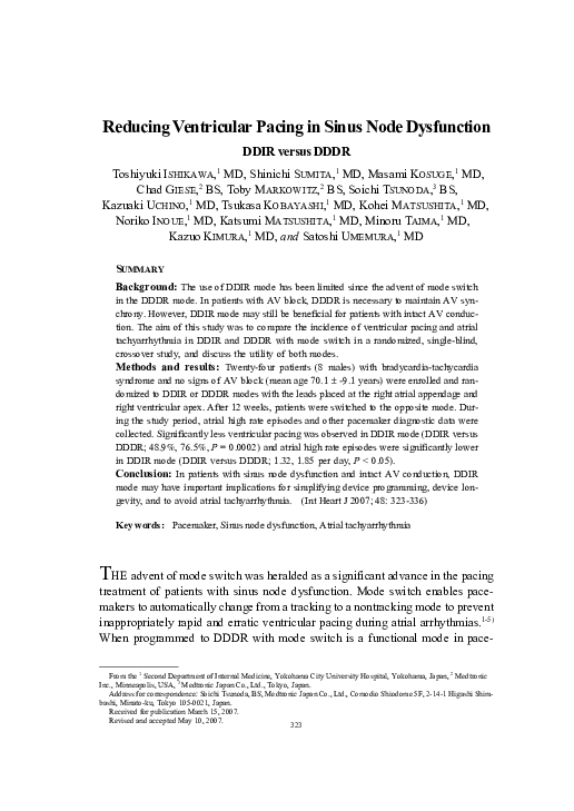 (PDF) Reducing Ventricular Pacing in Sinus Node Dysfunction