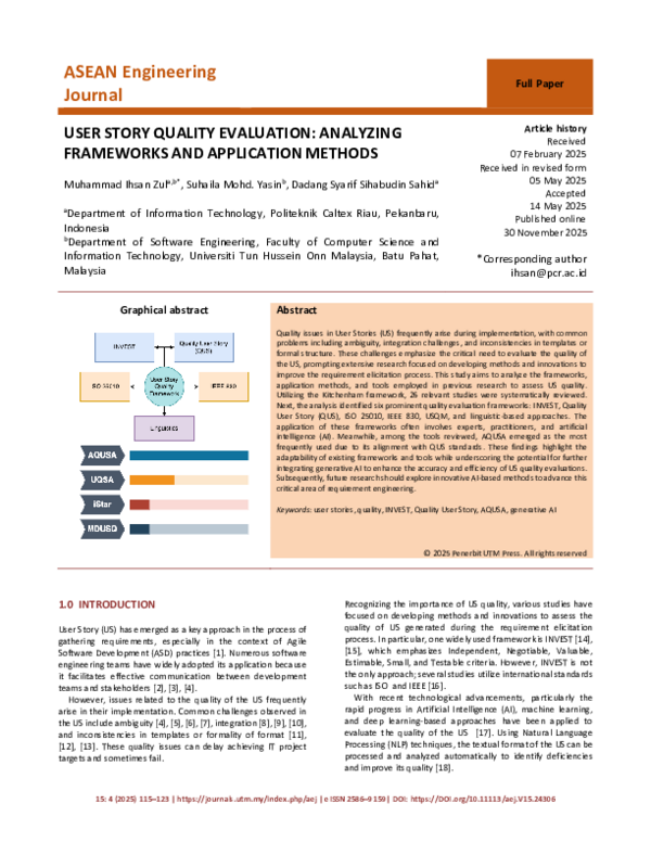 (PDF) User Story Quality Evaluation: Analyzing Frameworks and ...