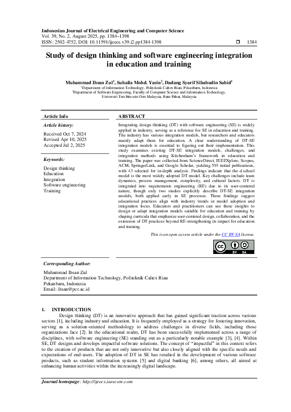 (PDF) Study of design thinking and software engineering integration in ...