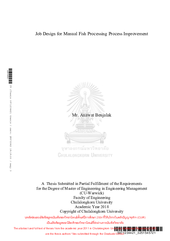 (PDF) Job design for manual fish processing process Improvement