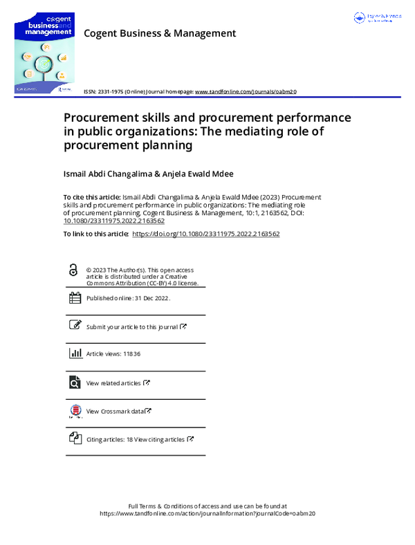 (PDF) Procurement skills and procurement performance in public ...