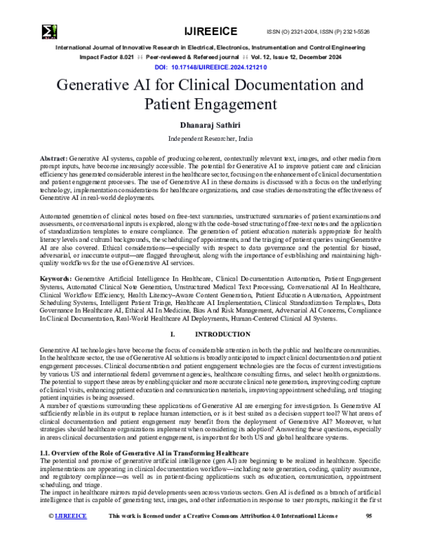 (PDF) Generative AI for Clinical Documentation and Patient Engagement