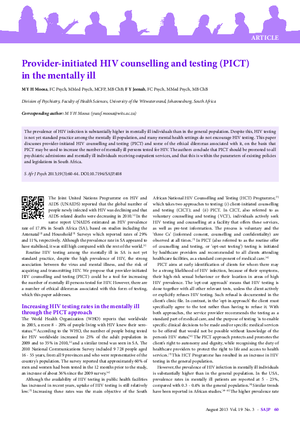 (PDF) Provider-initiated HIV counselling and testing (PICT) in the ...