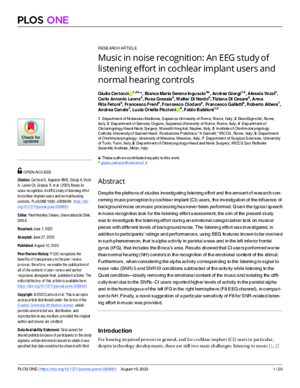 (PDF) Music in noise recognition: An EEG study of listening effort in ...
