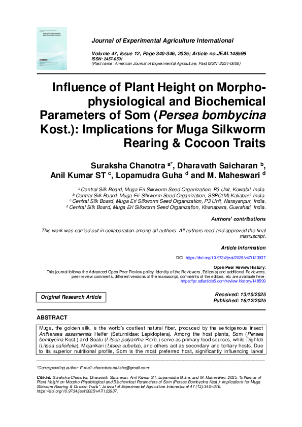 (PDF) Influence of Plant Height on Morphophysiological and Biochemical ...