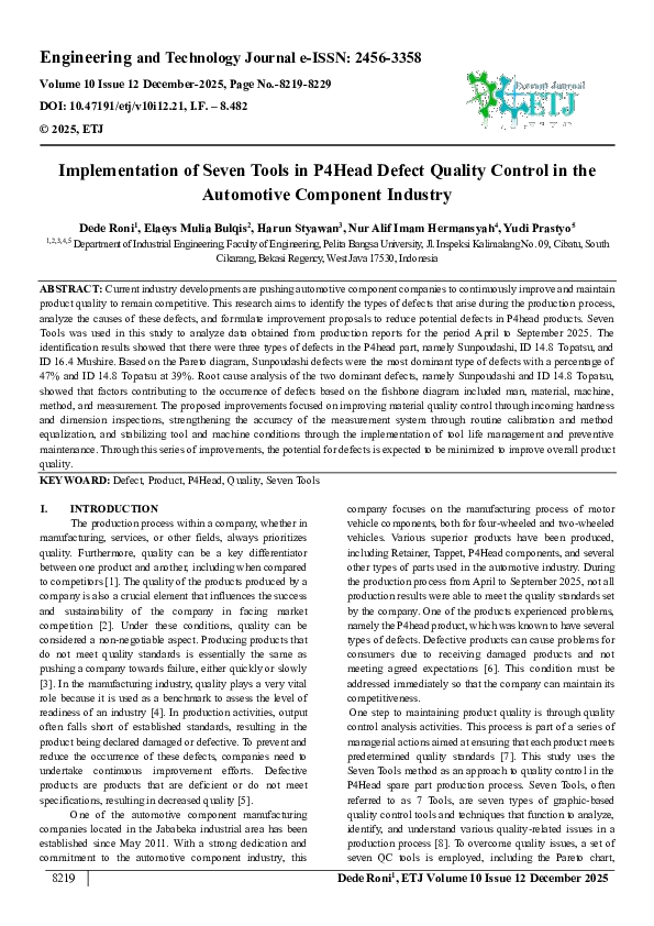 (PDF) Implementation of Seven Tools in P4Head Defect Quality Control in ...