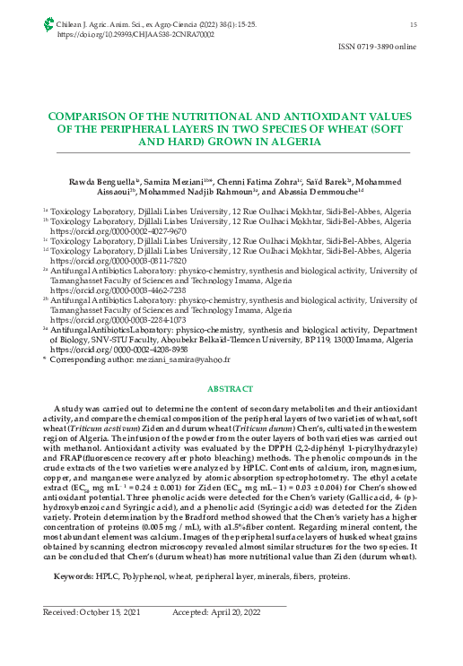 (PDF) Comparison of the Nutritional and Antioxidant Values of the ...