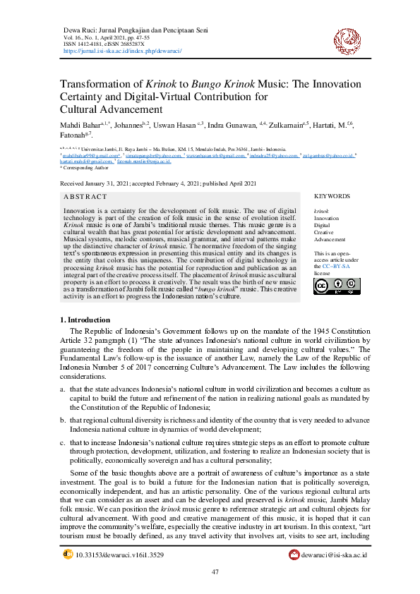 (PDF) Transformation of Krinok to Bungo Krinok Music: The Innovation ...