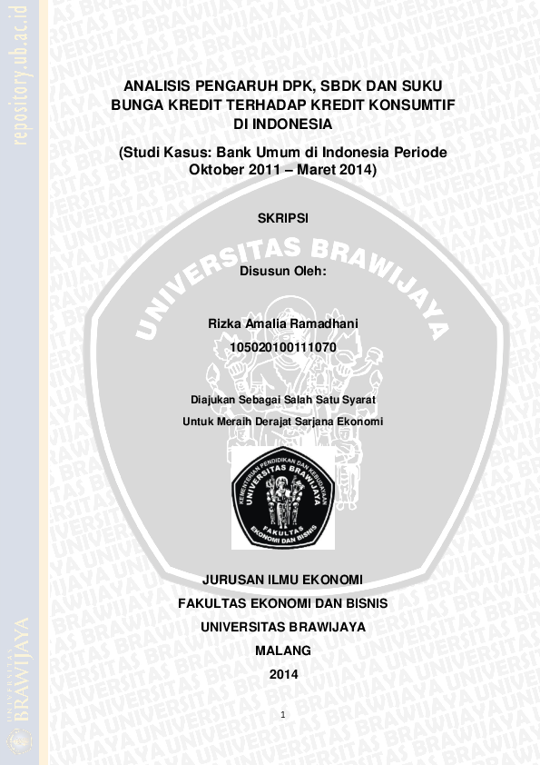 (PDF) Analisis Pengaruh DPK, SBDK dan Suku Bunga Kredit Terhadap Kredit ...