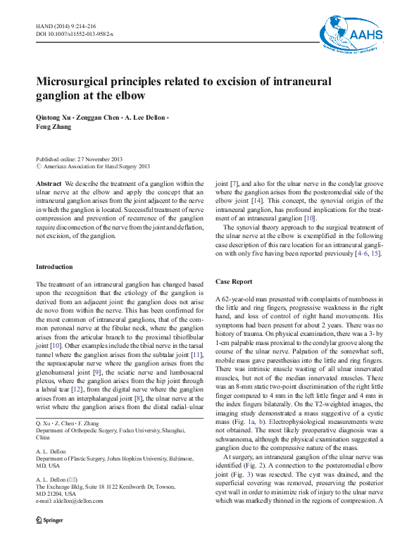 (PDF) Microsurgical Principles Related to Excision of Intraneural ...