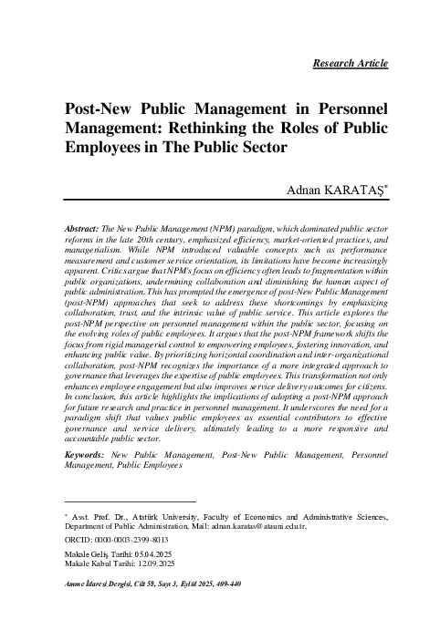 (PDF) Post-New Public Management in Personnel Management: Rethinking ...