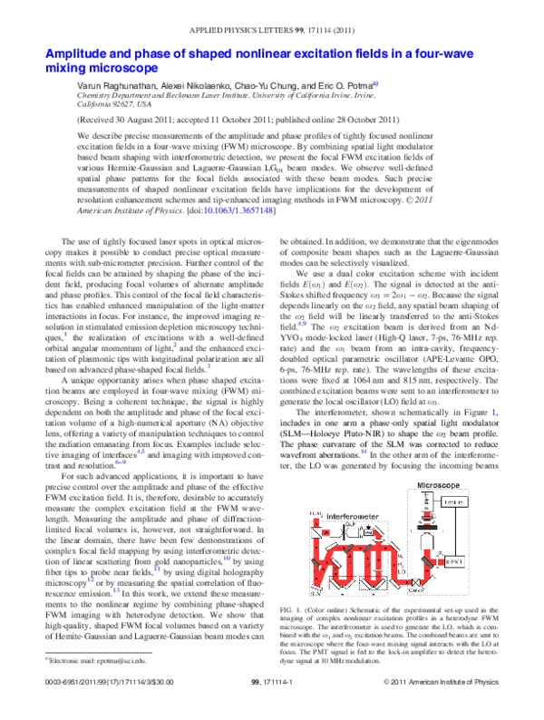 (PDF) Amplitude and phase of shaped nonlinear excitation fields in a ...
