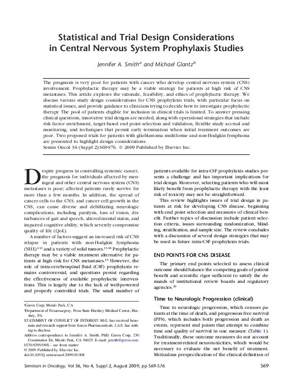 (PDF) Statistical and Trial Design Considerations in Central Nervous ...