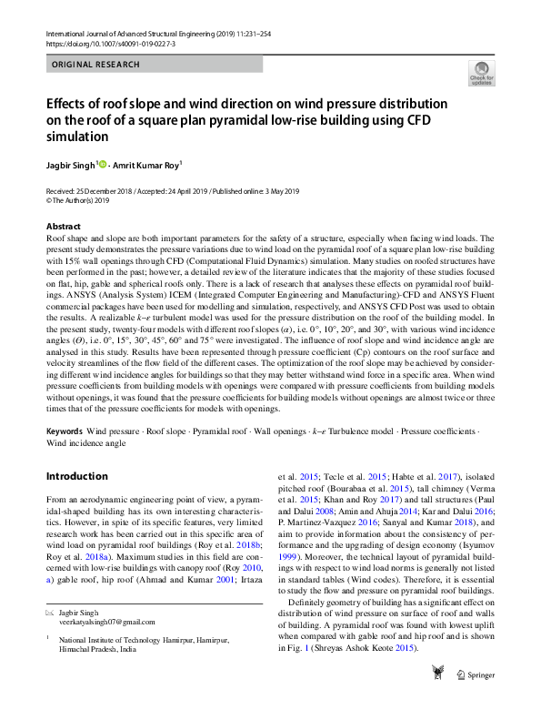 (PDF) Effects of roof slope and wind direction on wind pressure ...