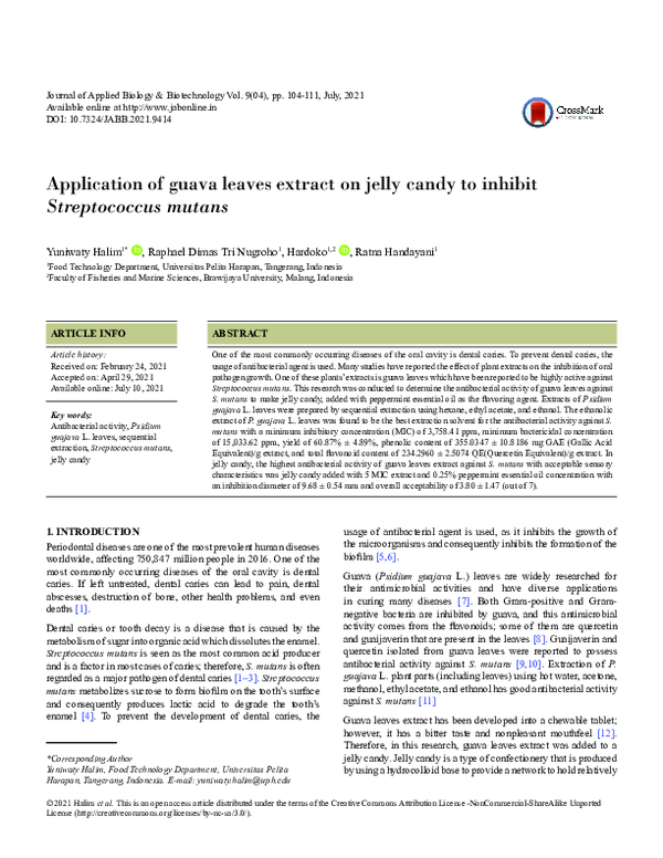 (PDF) Application of guava leaves extract on jelly candy to inhibit ...