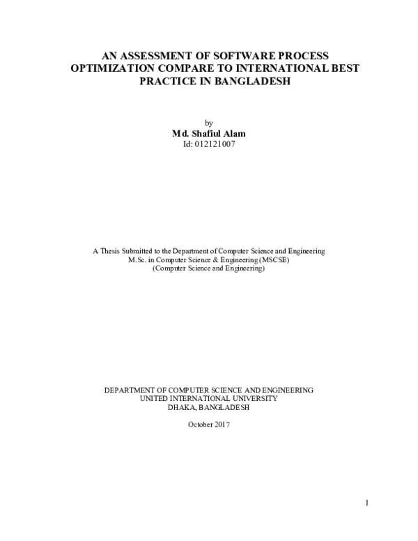 (PDF) AN ASSESSMENT OF SOFTWARE PROCESS OPTIMIZATION COMPARE TO ...
