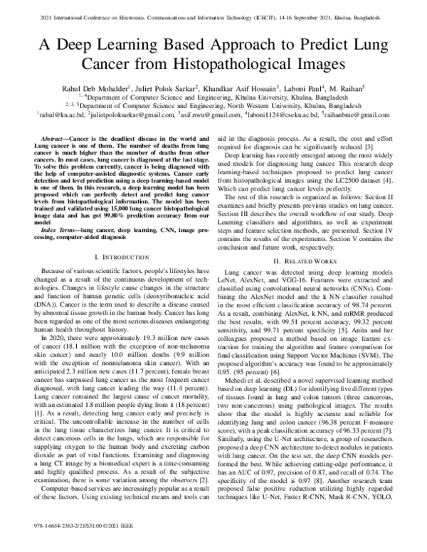 (PDF) A Deep Learning Based Approach to Predict Lung Cancer from ...