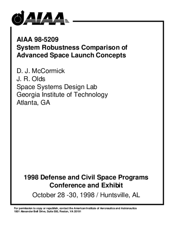 (PDF) System robustness comparison of advanced space launch concepts