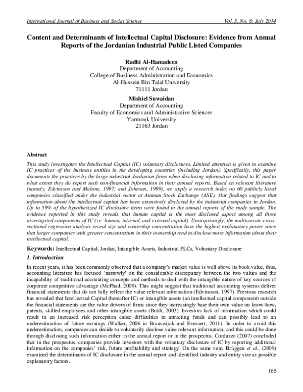(PDF) Content and Determinants of Intellectual Capital Disclosure ...
