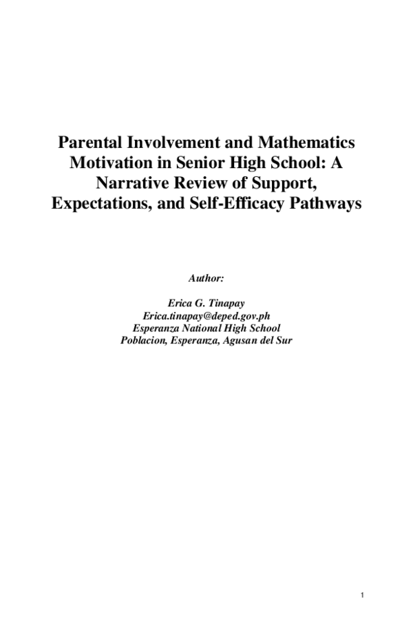 (PDF) Parental Involvement and Mathematics Motivation in Senior High ...