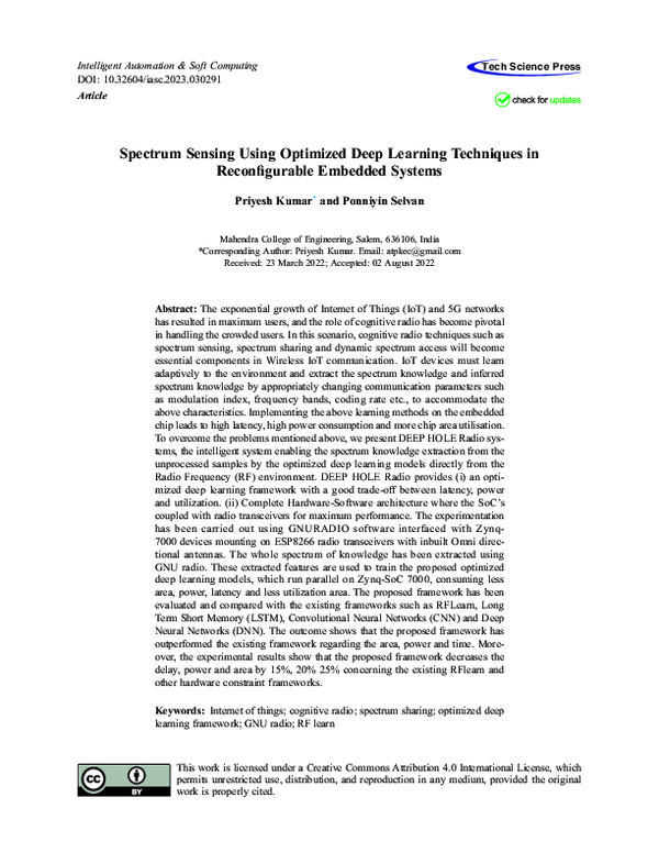 (PDF) Spectrum Sensing Using Optimized Deep Learning Techniques in ...