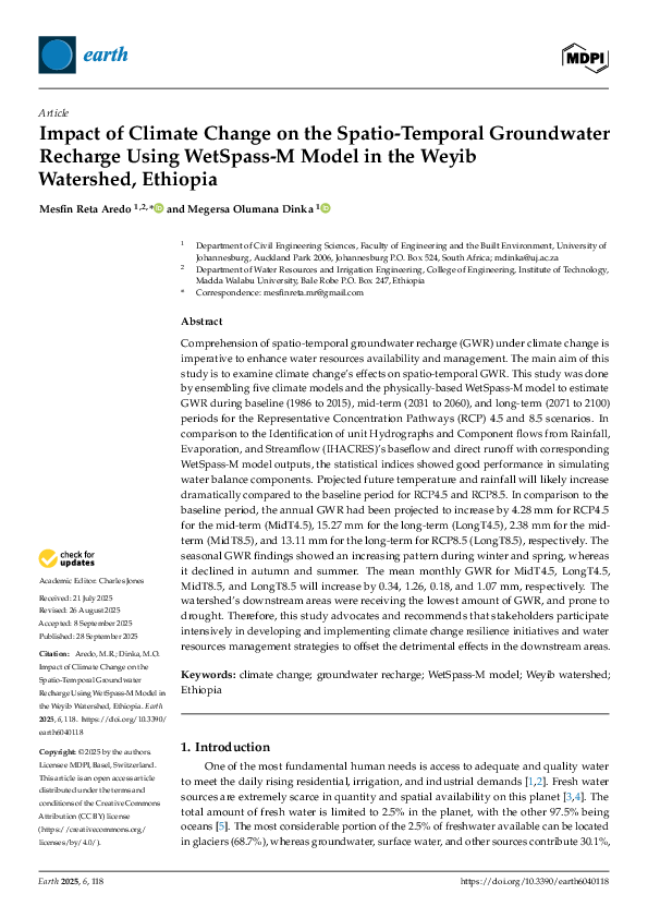 (PDF) Impact of Climate Change on the Spatio-Temporal Groundwater ...