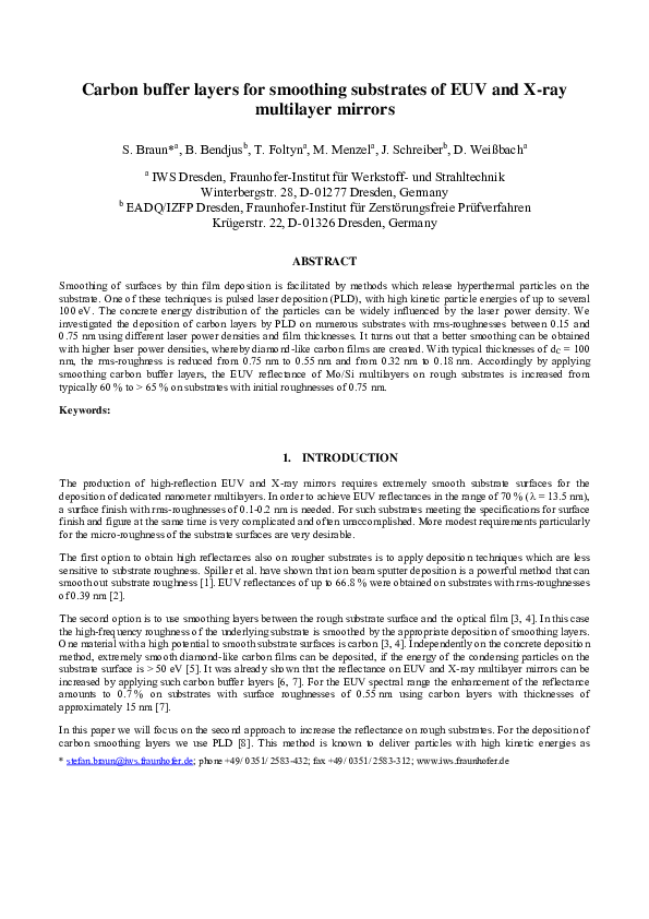 (PDF) Carbon buffer layers for smoothing substrates of EUV and x-ray ...
