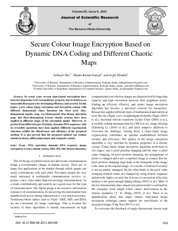 (PDF) Secure Colour Image Encryption Based on Dynamic DNA Coding and ...