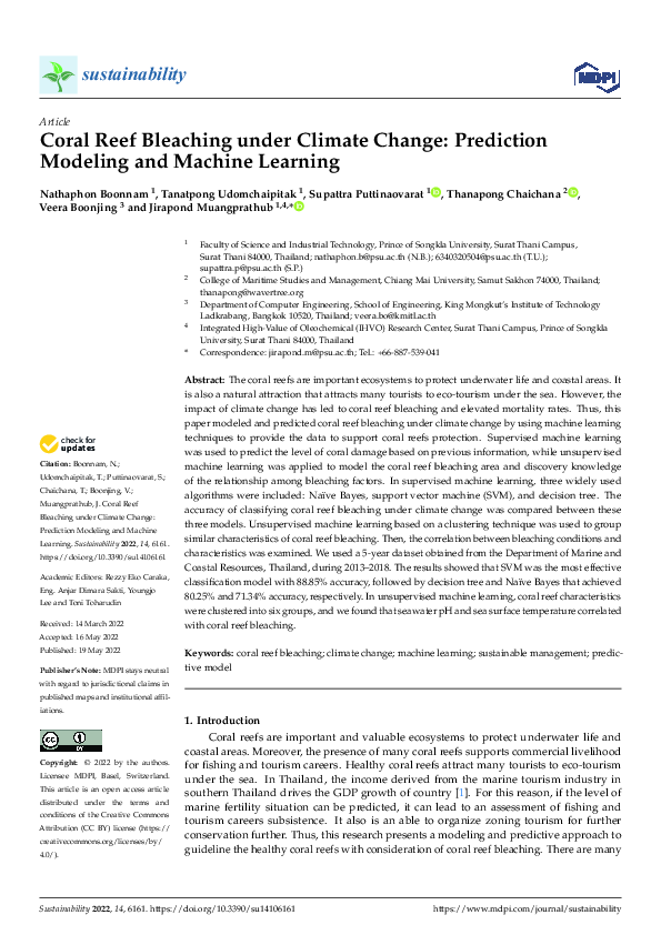 (PDF) Coral Reef Bleaching under Climate Change: Prediction Modeling ...