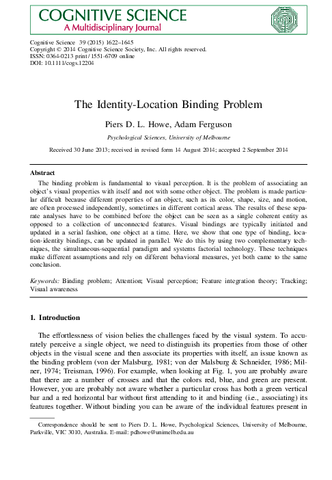 (PDF) The Identity-Location Binding Problem
