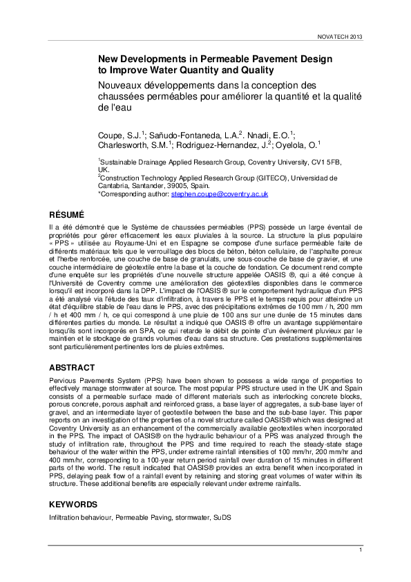 (PDF) New Developments in Permeable Pavement Design to Improve Water ...