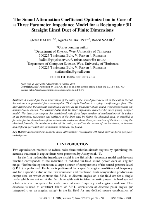 (PDF) The Sound Attenuation Coefficient Optimization in Case of a Three ...