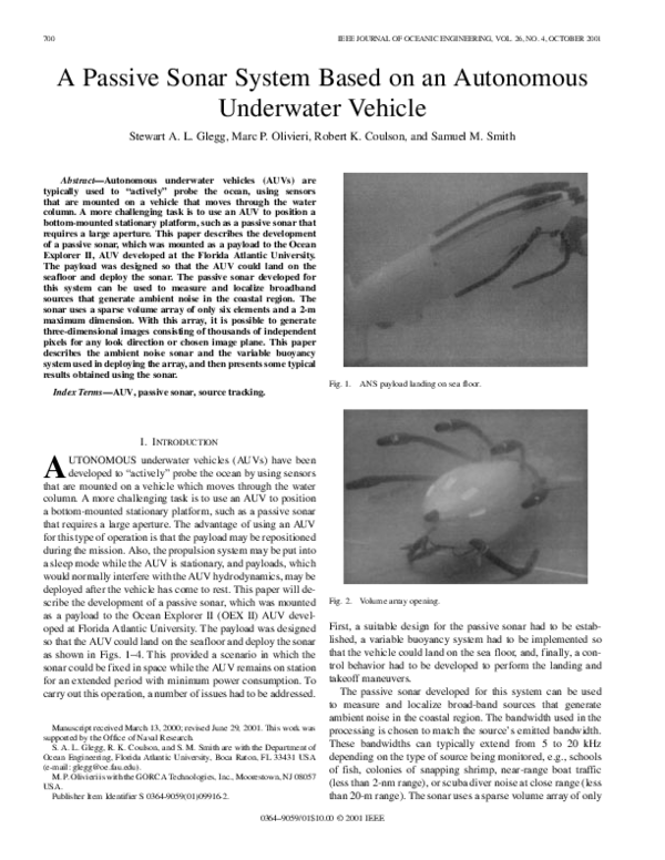 (PDF) A passive sonar system based on an autonomous underwater vehicle
