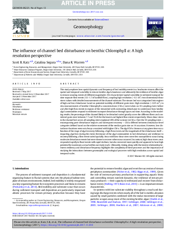 (PDF) The influence of channel bed disturbance on benthic Chlorophyll a ...