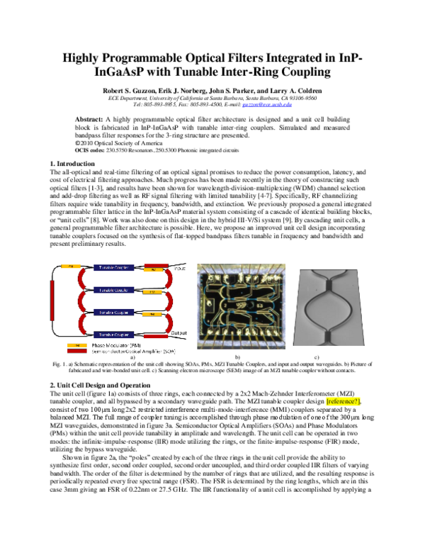 (PDF) Highly Programmable Optical Filters Integrated in InP-InGaAsP ...