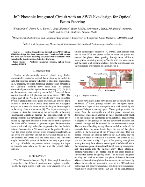 (PDF) InP photonic integrated circuit with an AWG-like design for ...