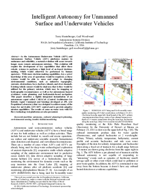 (PDF) Intelligent autonomy for unmanned surface and underwater vehicles