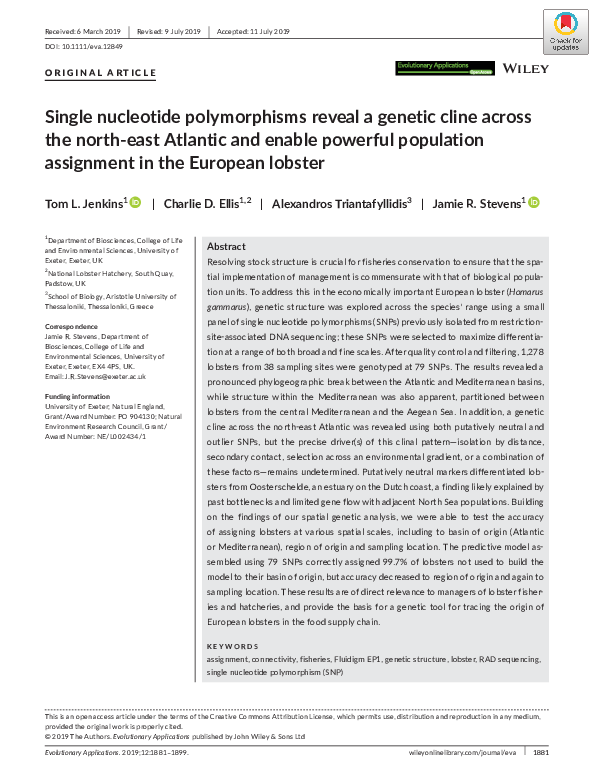 (PDF) Single nucleotide polymorphisms reveal a genetic cline across the ...