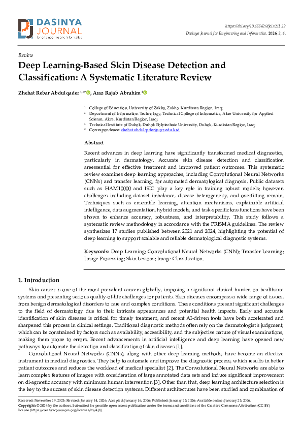 (PDF) Deep Learning-Based Skin Disease Detection and Classification: A ...